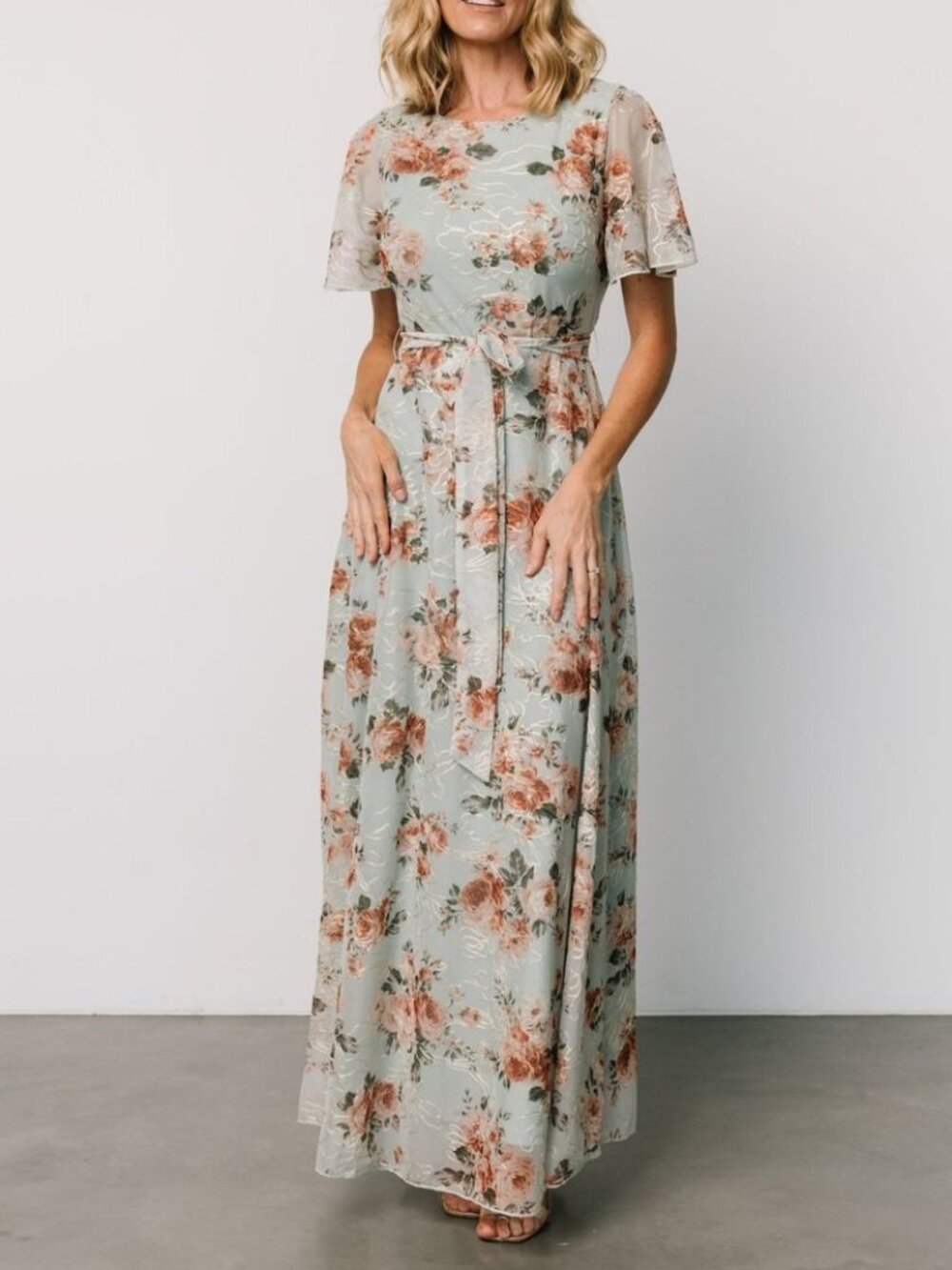 BALTIC BORN | Seafoam Green Floral Maxi Dress Sz XL